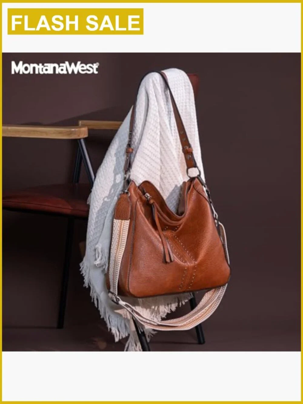 Vegan Leather Hobo Bag with Guitar Strap - Large Capacity Top Handle Satchel